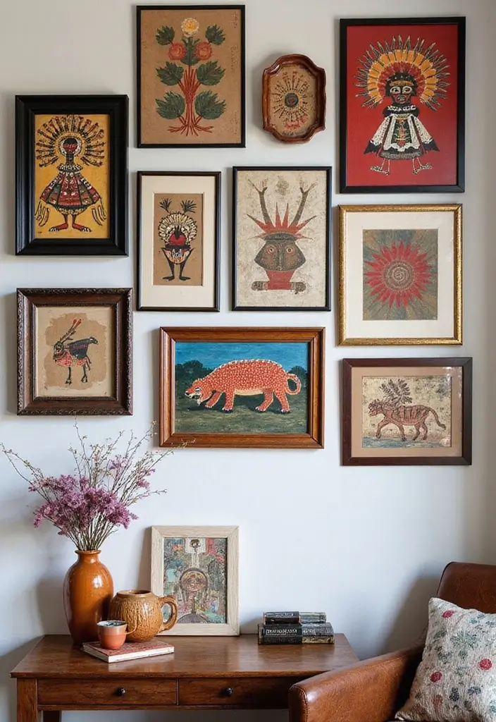 27 Living Room Wall Decor Ideas Indian Style That Add Color and Culture - 2. Ethnic Wall Art