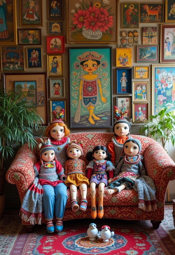 27 Living Room Wall Decor Ideas Indian Style That Add Color and Culture - 22. Folk Art Displays