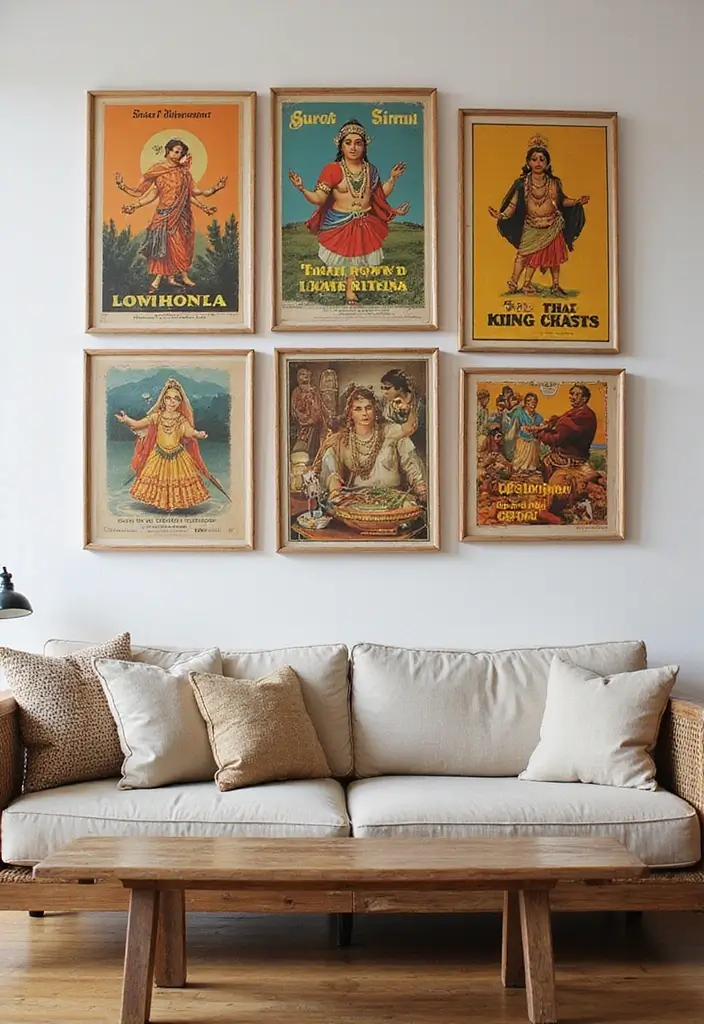27 Living Room Wall Decor Ideas Indian Style That Add Color and Culture - 25. Vintage Indian Posters
