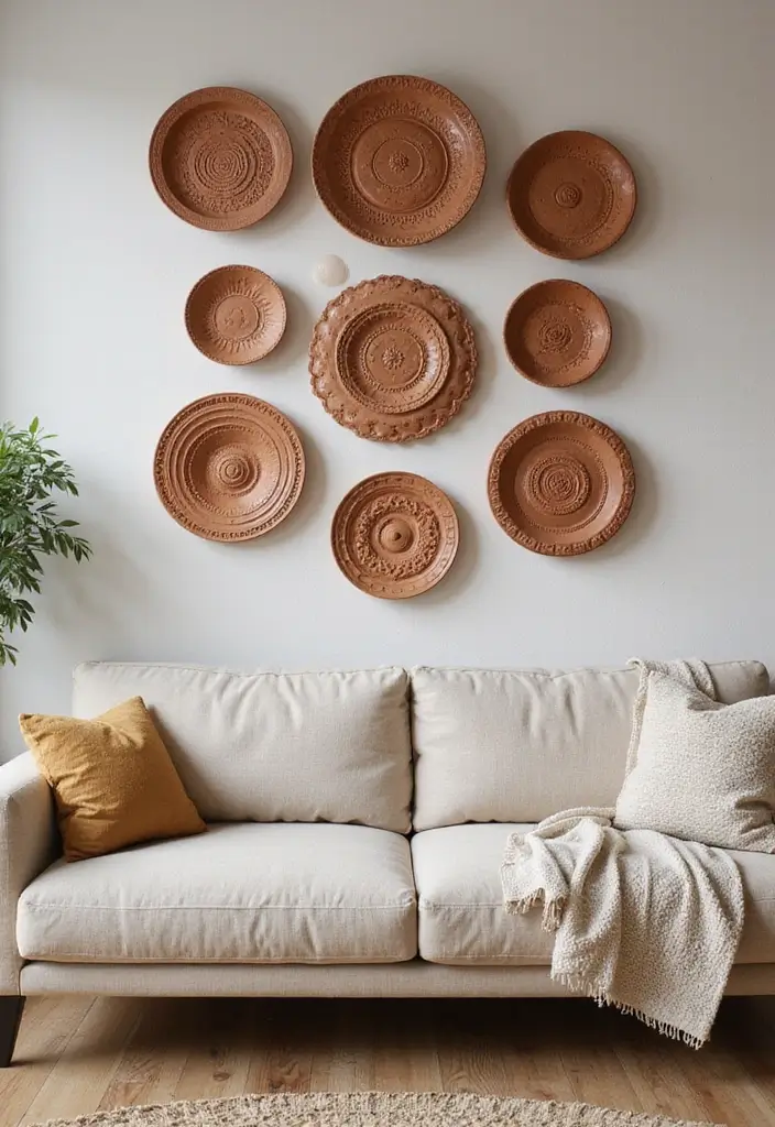 27 Living Room Wall Decor Ideas Indian Style That Add Color and Culture - 26. Clay Wall Art
