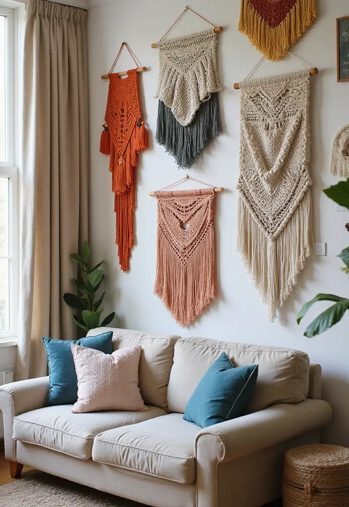 27 Living Room Wall Decor Ideas Indian Style That Add Color and Culture - 5. Colorful Wall Hangings
