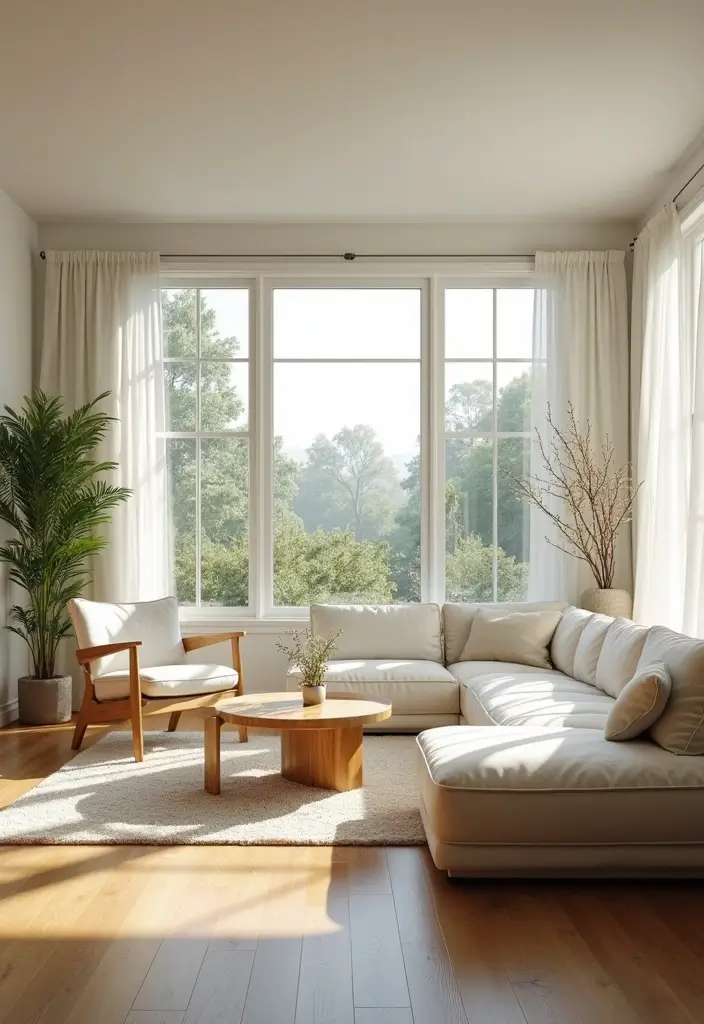27 Natural Tones Living Room Ideas That Feel Calm and Organic - 13. Bright and Airy with Natural Light