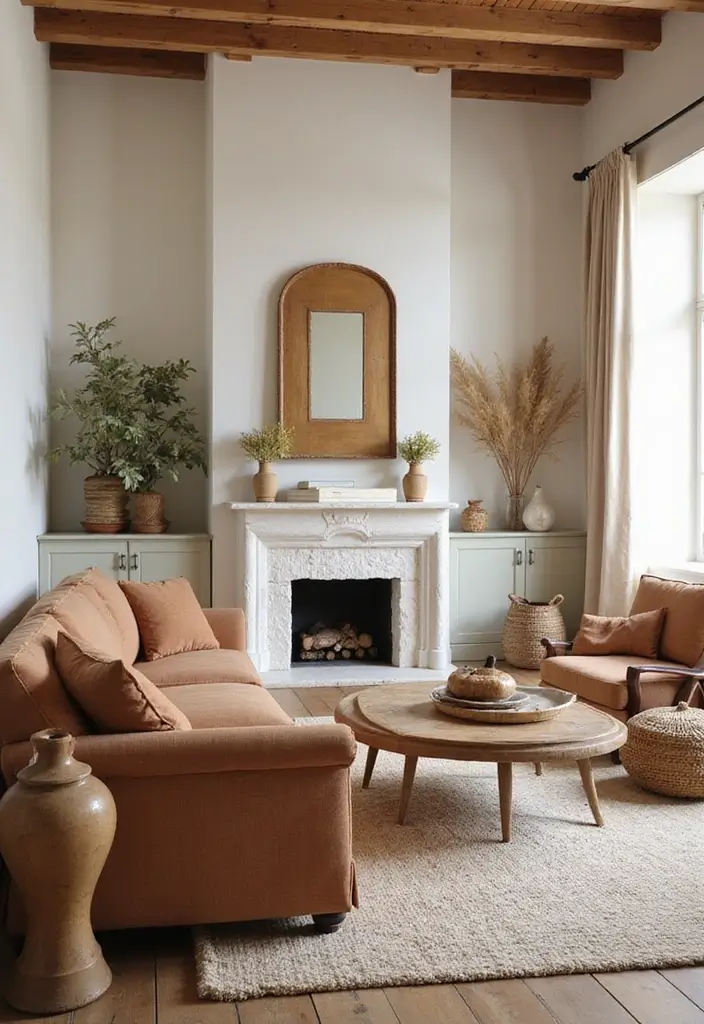 27 Natural Tones Living Room Ideas That Feel Calm and Organic - 14. Accents of Earthy Brown