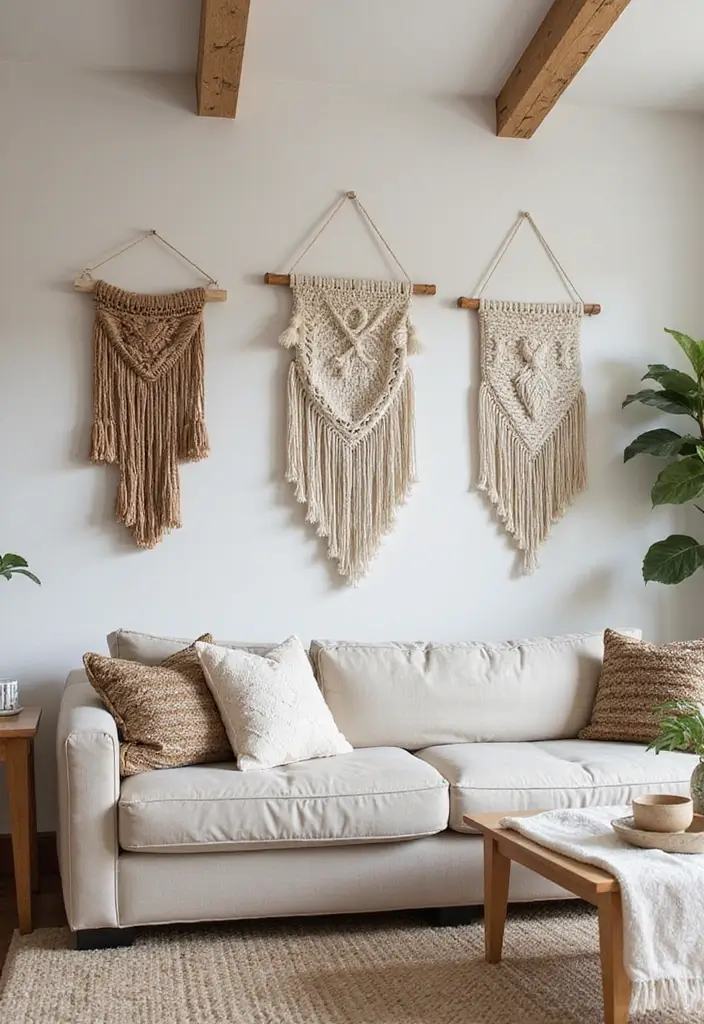 27 Natural Tones Living Room Ideas That Feel Calm and Organic - 16. Textural Wall Art