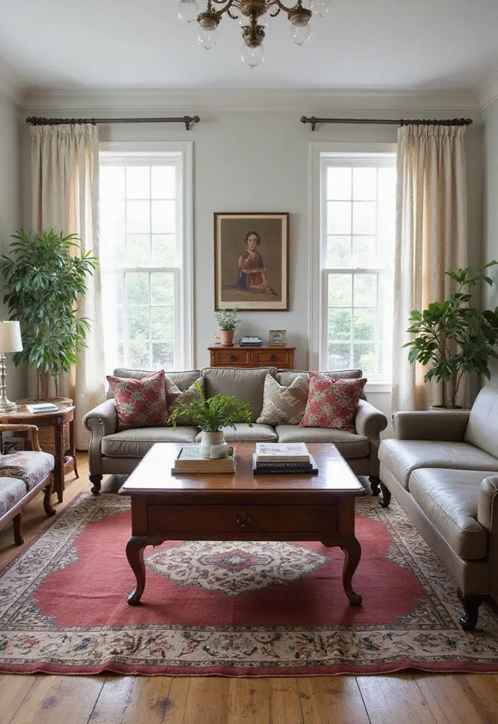 27 Natural Tones Living Room Ideas That Feel Calm and Organic - 18. Vintage Finds in a Modern Space