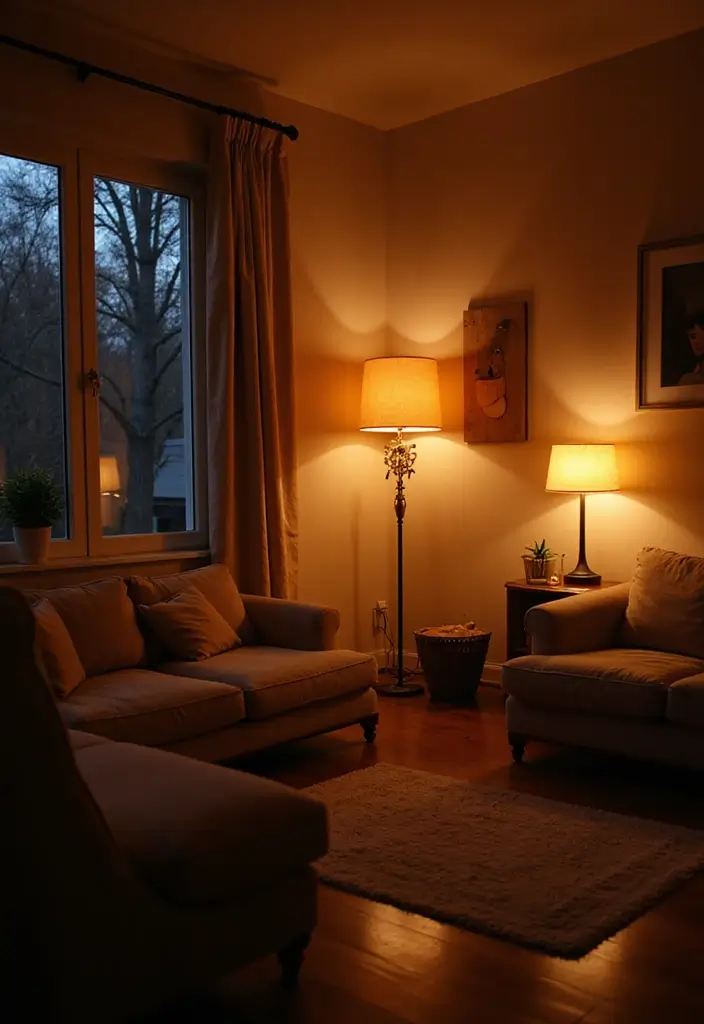 27 Natural Tones Living Room Ideas That Feel Calm and Organic - 21. Soft Lighting for a Cozy Glow