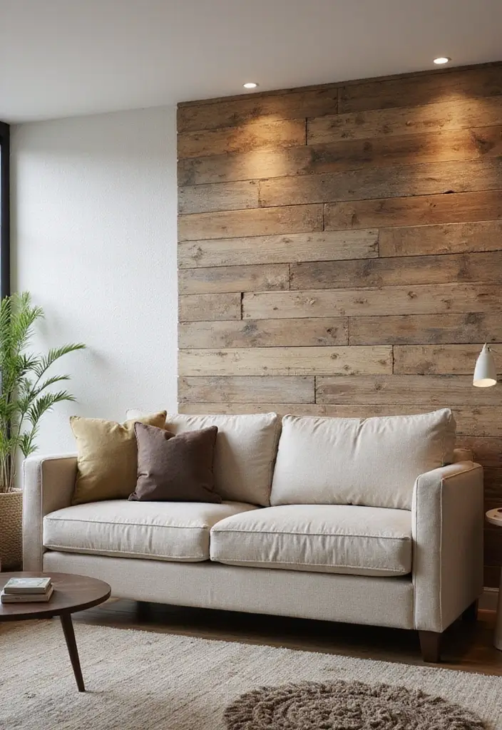 27 Natural Tones Living Room Ideas That Feel Calm and Organic - 27. Creative Wall Treatments