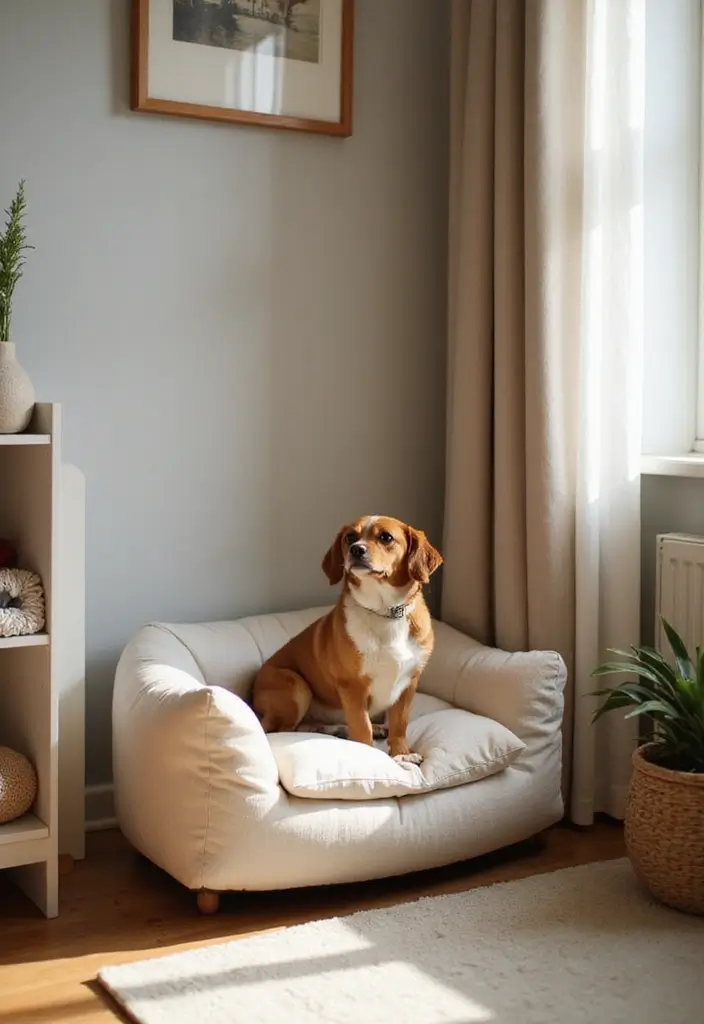 27 Nook Ideas Living Room That Create Cozy Corners - 11. The Pet-Friendly Nook