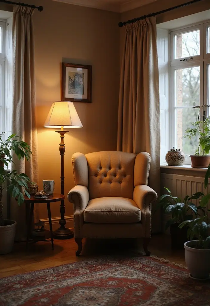 27 Nook Ideas Living Room That Create Cozy Corners - 12. The Vintage Vibe Nook