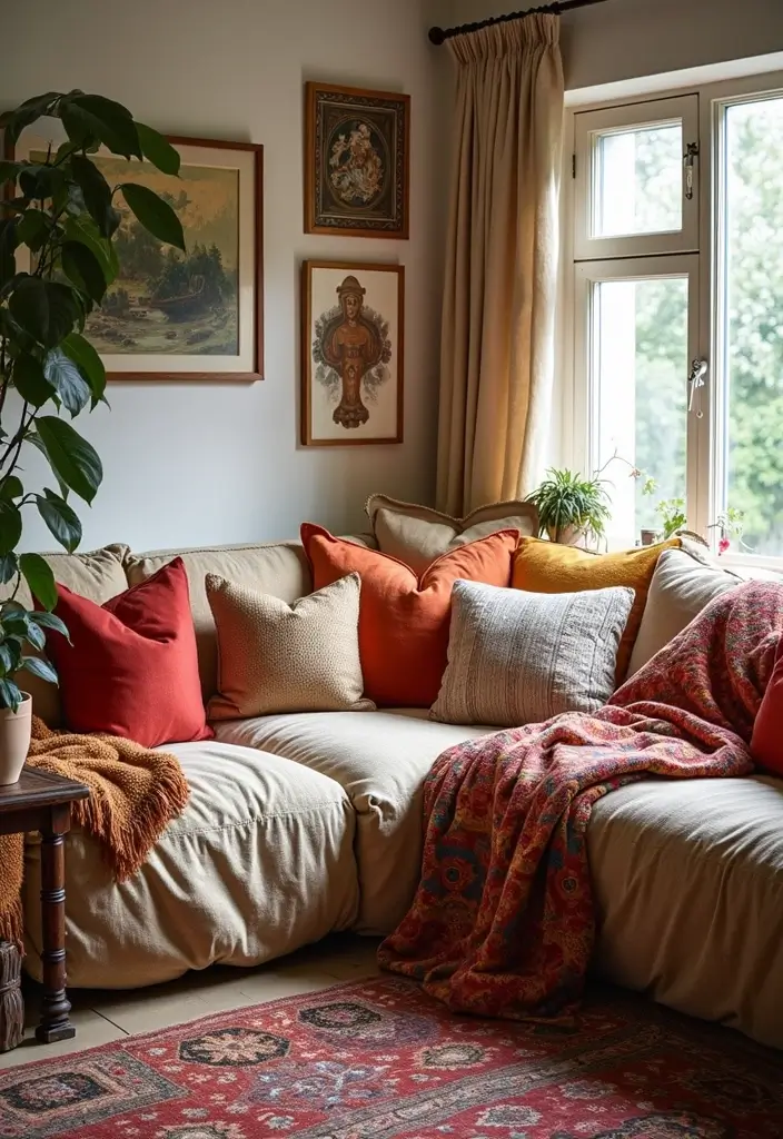 27 Nook Ideas Living Room That Create Cozy Corners - 16. The Bohemian Nook
