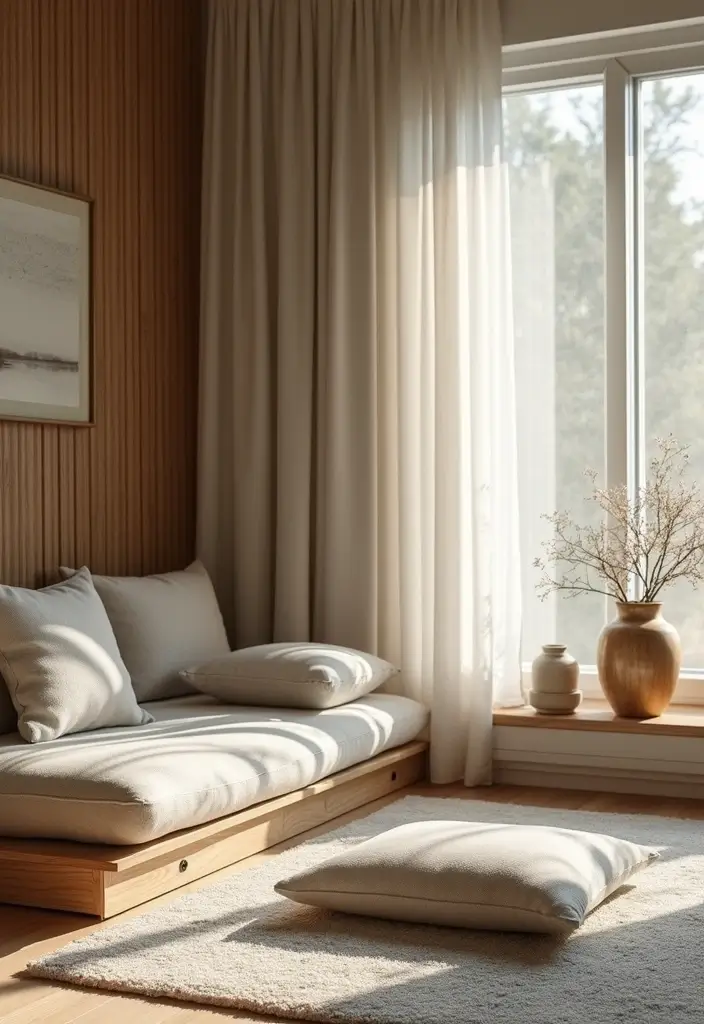 27 Nook Ideas Living Room That Create Cozy Corners - 18. The Zen Nook