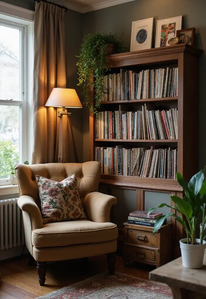 27 Nook Ideas Living Room That Create Cozy Corners - 21. The Music Lover's Nook