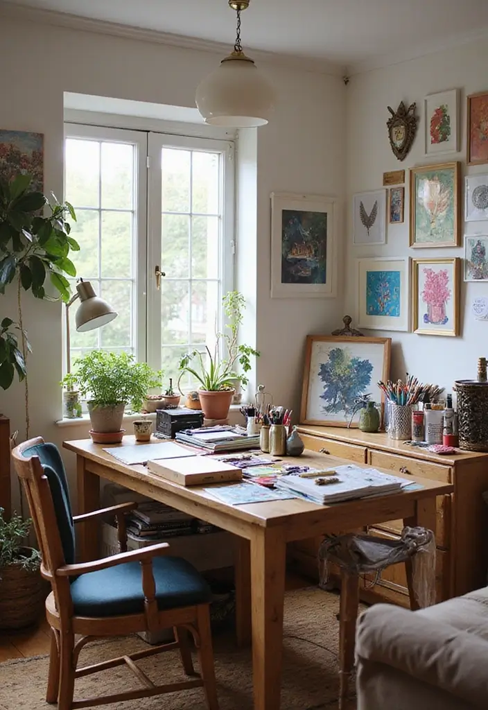 27 Nook Ideas Living Room That Create Cozy Corners - 23. The Artistic Craft Nook