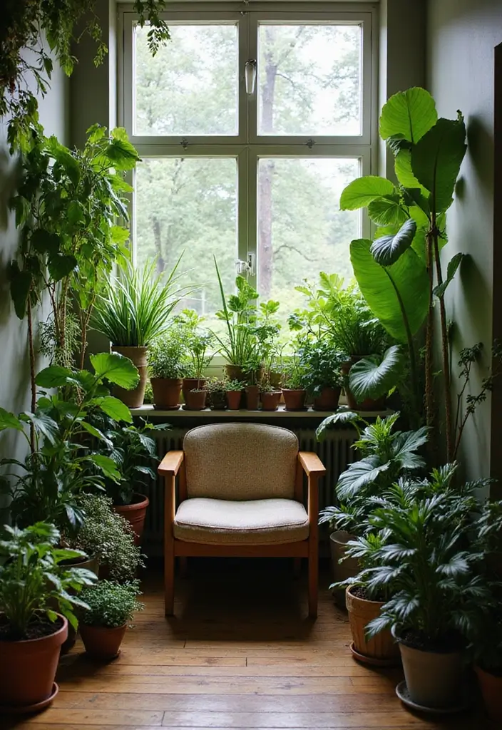 27 Nook Ideas Living Room That Create Cozy Corners - 5. The Plant Lover's Corner