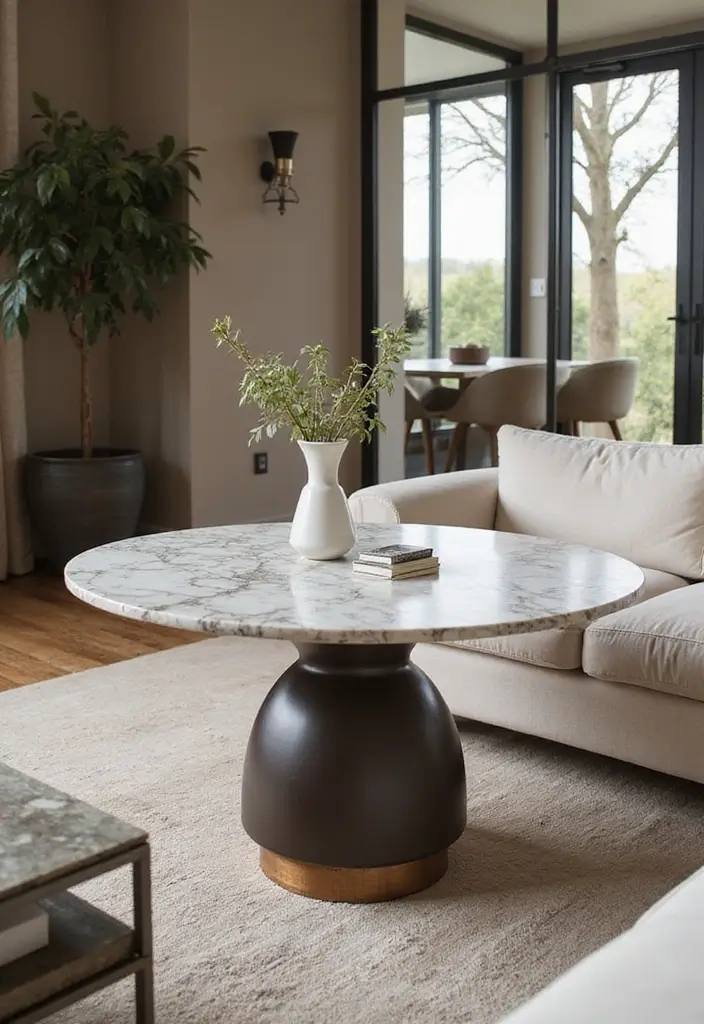 27 Side Table Ideas Living Room That Feel Functional and Decorative - 11. Marble Top Tables for a Touch of Luxury