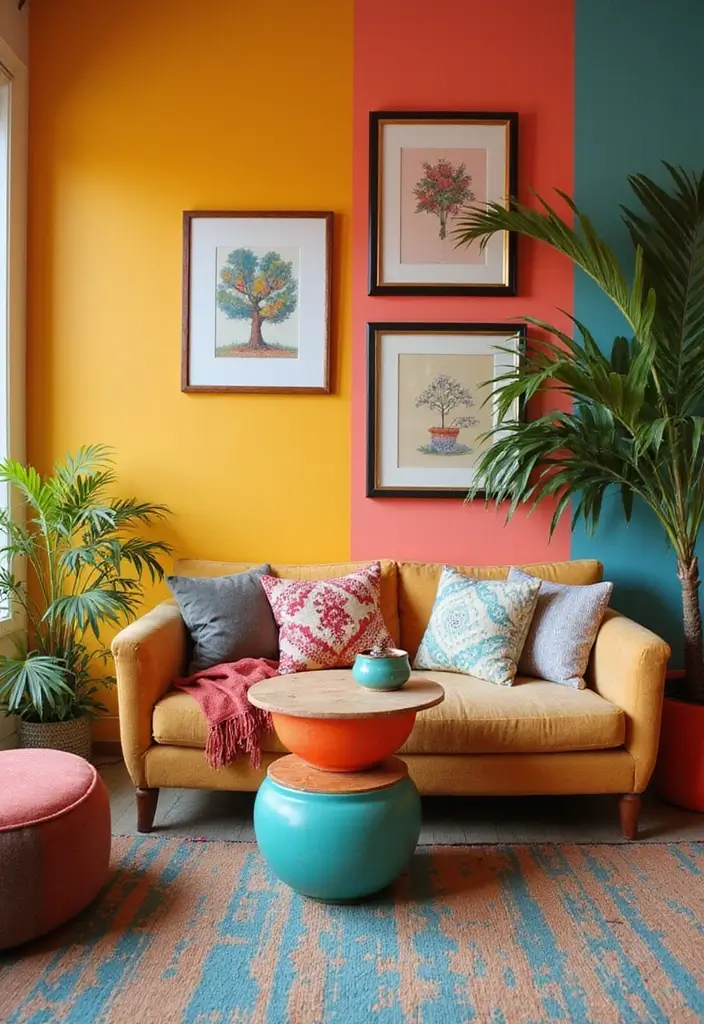 27 Side Table Ideas Living Room That Feel Functional and Decorative - 14. Side Tables with Colorful Accents