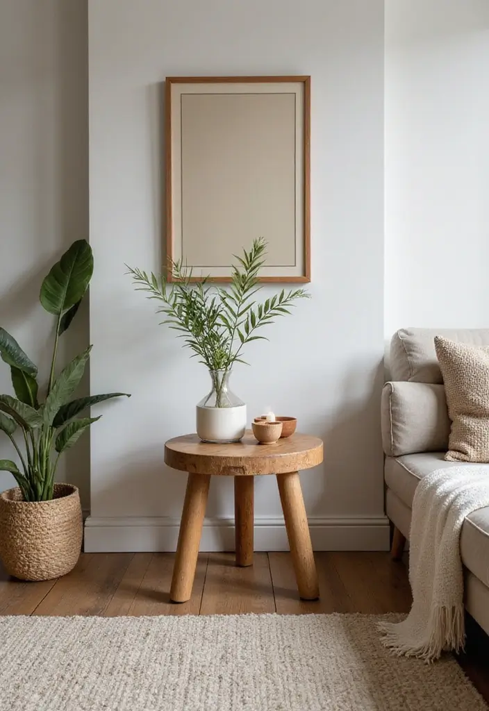 27 Side Table Ideas Living Room That Feel Functional and Decorative - 19. Side Tables Inspired by Nature