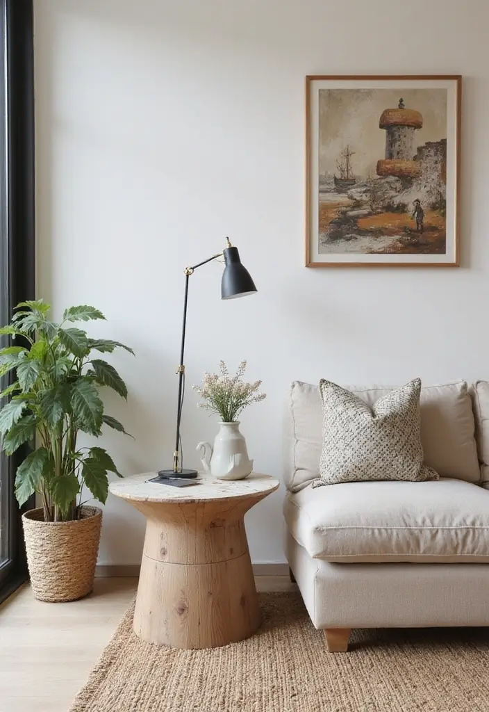 27 Side Table Ideas Living Room That Feel Functional and Decorative - 22. Side Tables with Artistic Designs