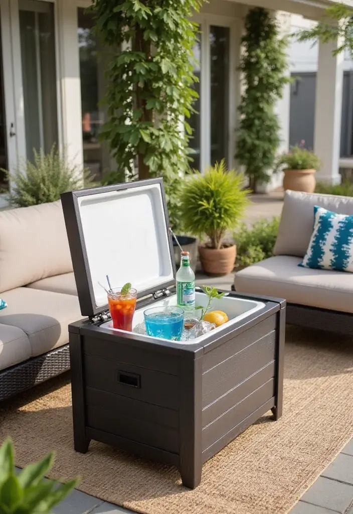 27 Side Table Ideas Living Room That Feel Functional and Decorative - 26. Side Tables with Built-in Ice Coolers