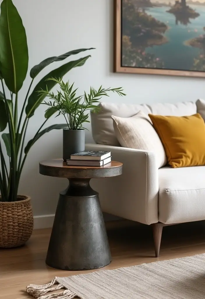 27 Side Table Ideas Living Room That Feel Functional and Decorative - 3. Industrial Metal Tables