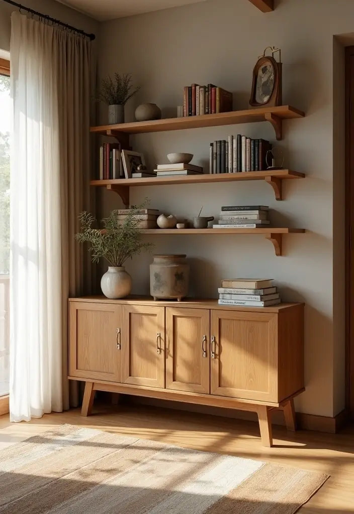 27 Side Table Ideas Living Room That Feel Functional and Decorative - 4. Wooden Side Tables with Shelves