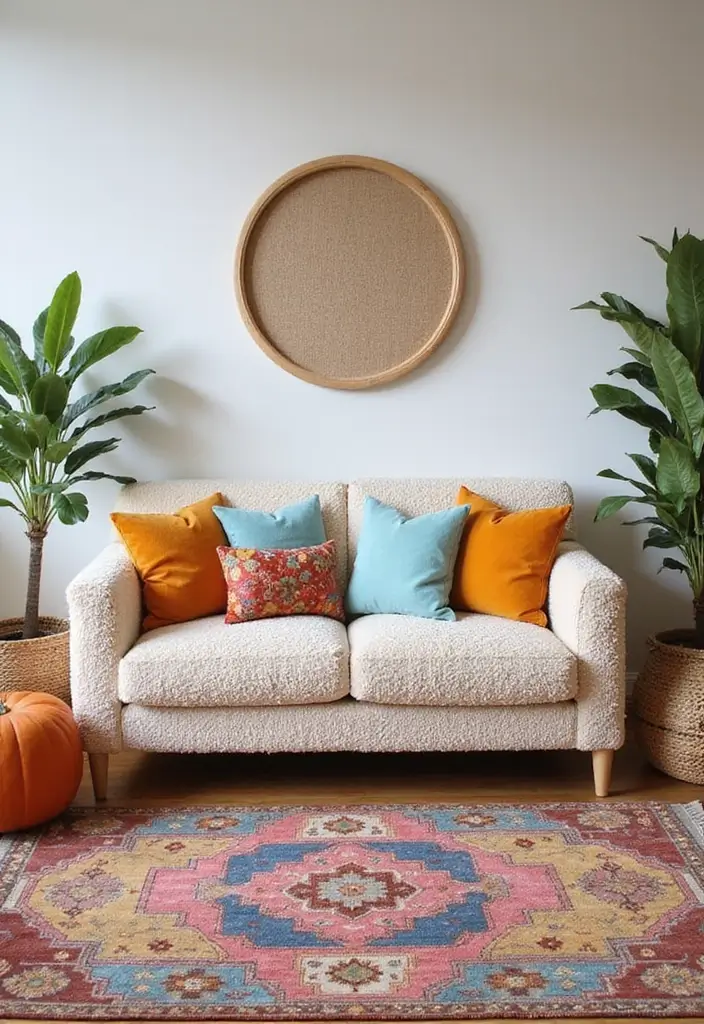 27 Teddy Sofa Living Room Design Ideas That Feel Soft and Playful - 1. Soft Neutrals with a Splash of Color