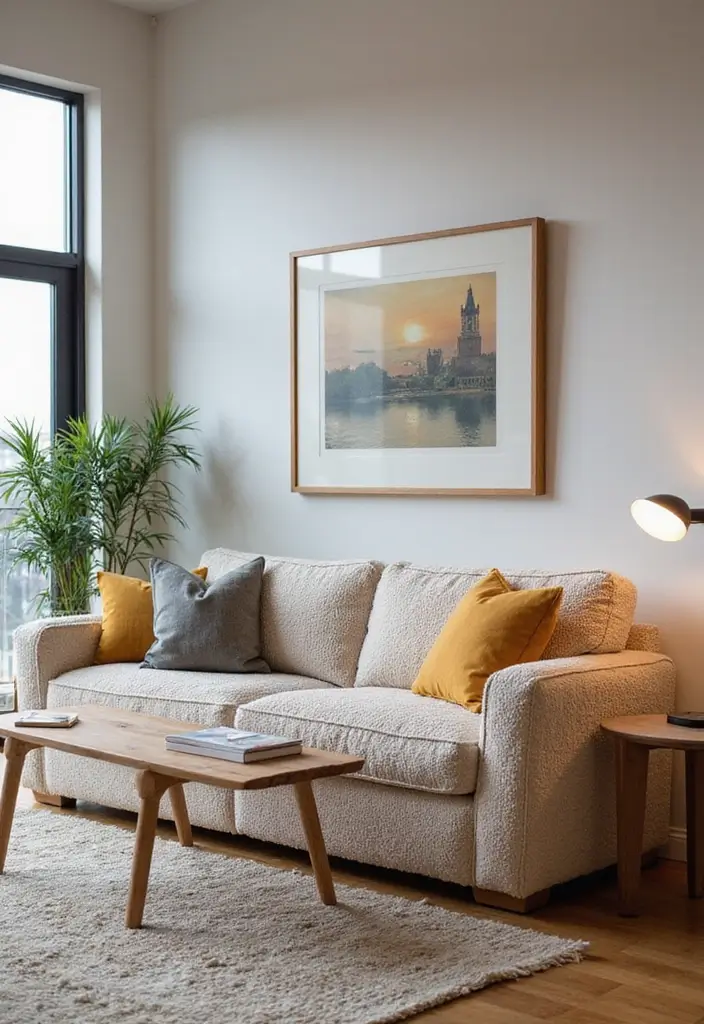 27 Teddy Sofa Living Room Design Ideas That Feel Soft and Playful - 15. Teddy Sofa in a Dual-Purpose Room