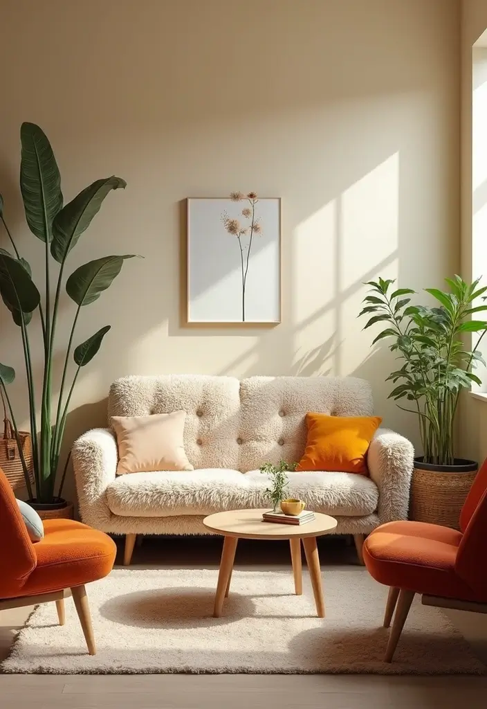 27 Teddy Sofa Living Room Design Ideas That Feel Soft and Playful - 8. Teddy Sofa with Accent Chairs