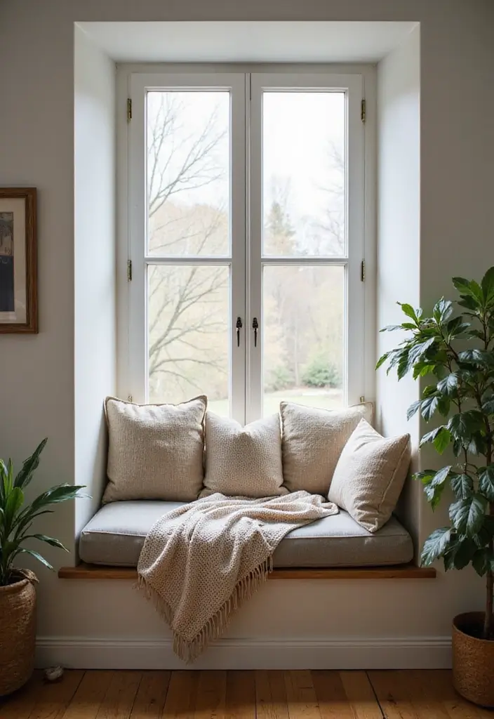 27 Vibey Living Room Aesthetic Ideas That Feel Chill and Modern - 16. Cozy Window Seats