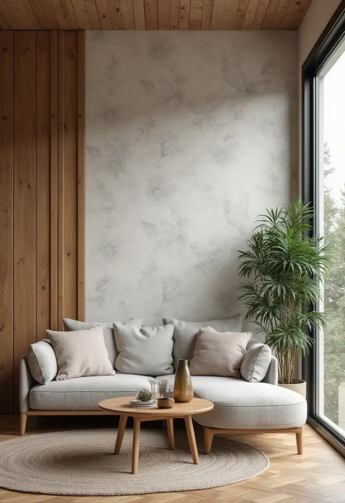 27 Vibey Living Room Aesthetic Ideas That Feel Chill and Modern - 20. Incorporating Textured Walls