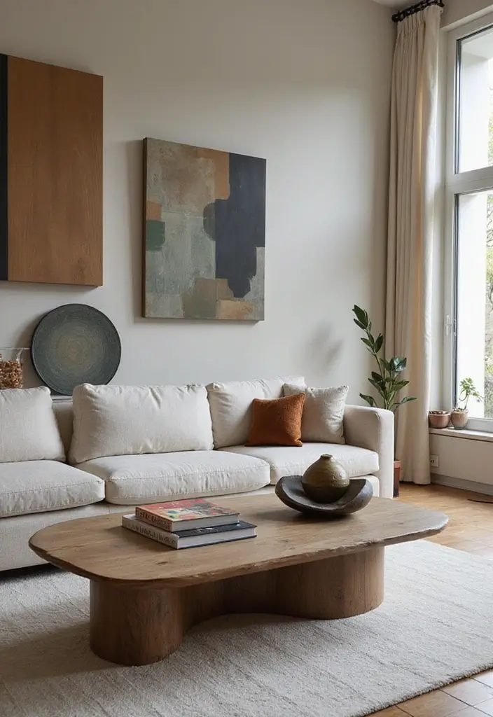 27 Vibey Living Room Aesthetic Ideas That Feel Chill and Modern - 24. Incorporating Functional Art