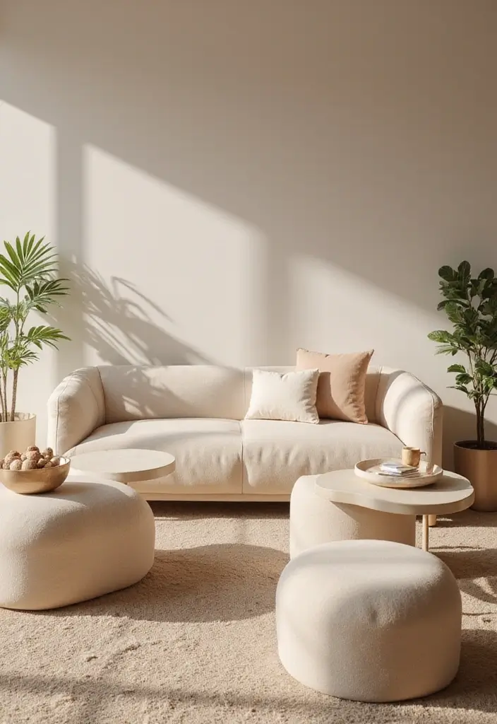 27 Vibey Living Room Aesthetic Ideas That Feel Chill and Modern - 25. Soft, Rounded Furniture Shapes