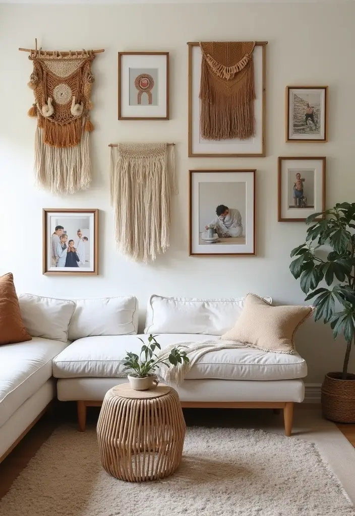 27 Vibey Living Room Aesthetic Ideas That Feel Chill and Modern - 8. Wall Art with Personality