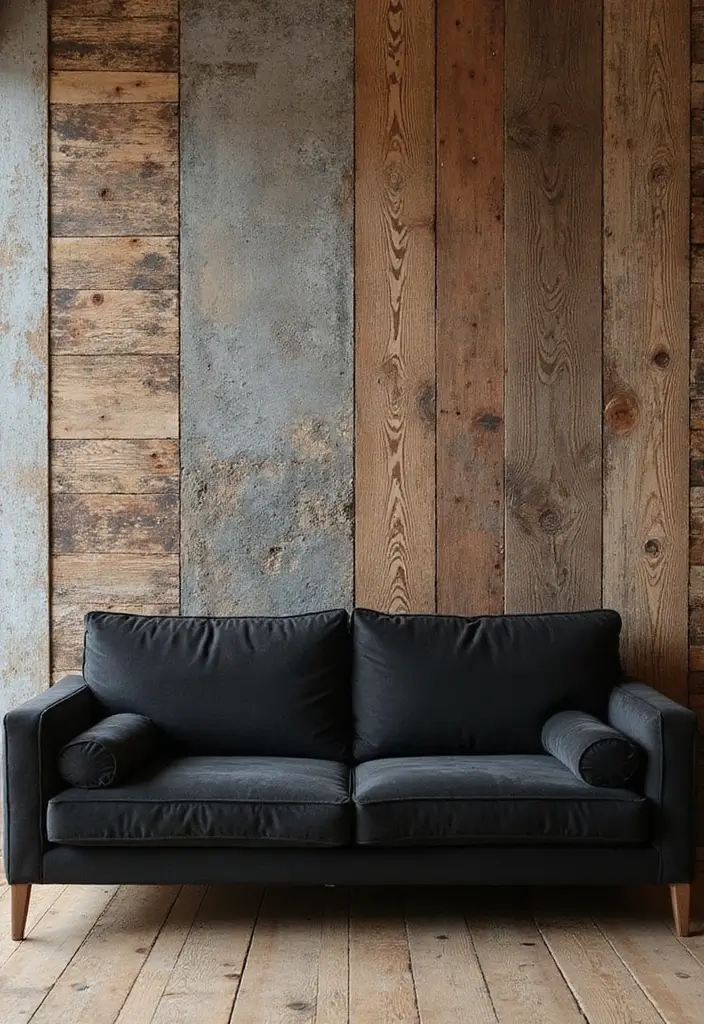 28 Black Couch Boho Living Room Ideas That Feel Cool and Eclectic - 16. Textured Wall Treatments