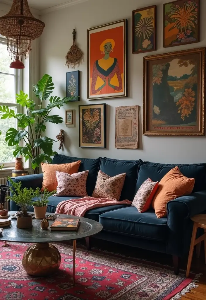 28 Black Couch Boho Living Room Ideas That Feel Cool and Eclectic - 17. Eclectic Accessories