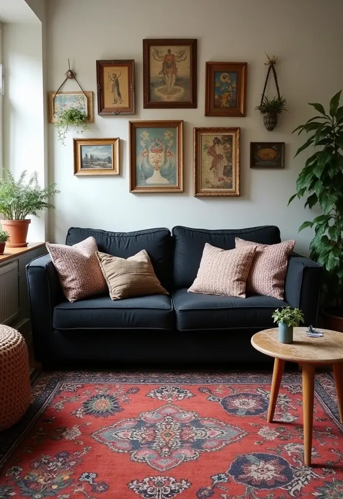 28 Black Couch Boho Living Room Ideas That Feel Cool and Eclectic - 22. Personal Touches