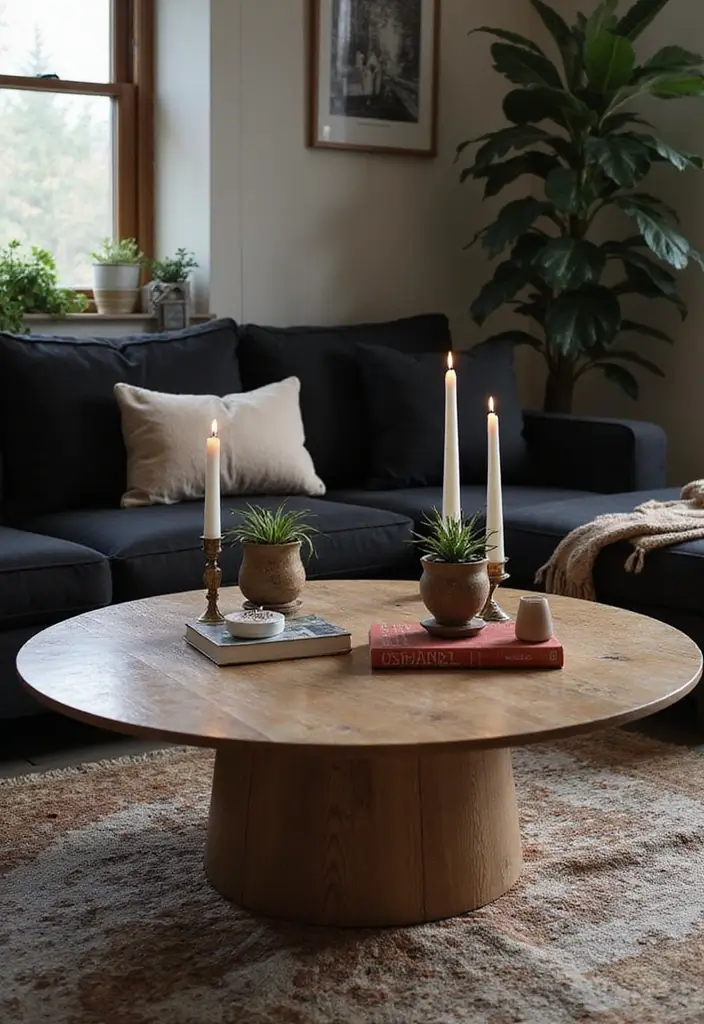 28 Black Couch Boho Living Room Ideas That Feel Cool and Eclectic - 26. Coffee Table Decor