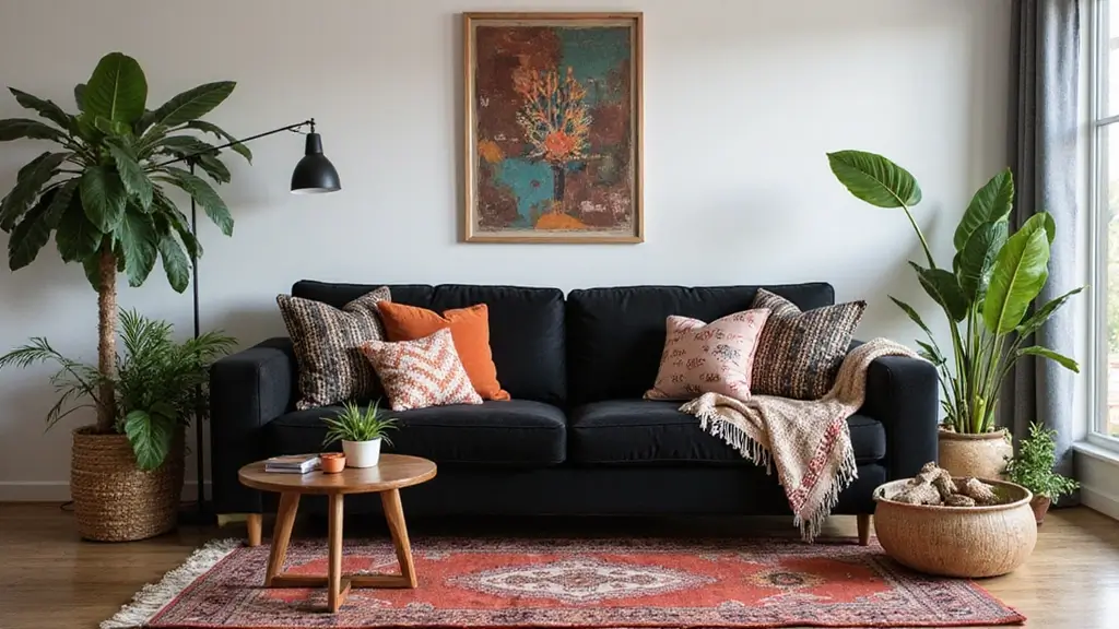 28 Black Couch Boho Living Room Ideas That Feel Cool and Eclectic
