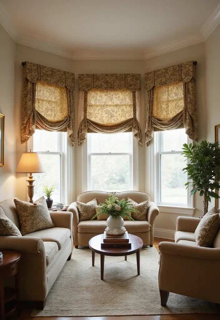 28 Boujee Apartment Living Room Ideas That Exude Glam Luxury - 23. Custom Window Treatments