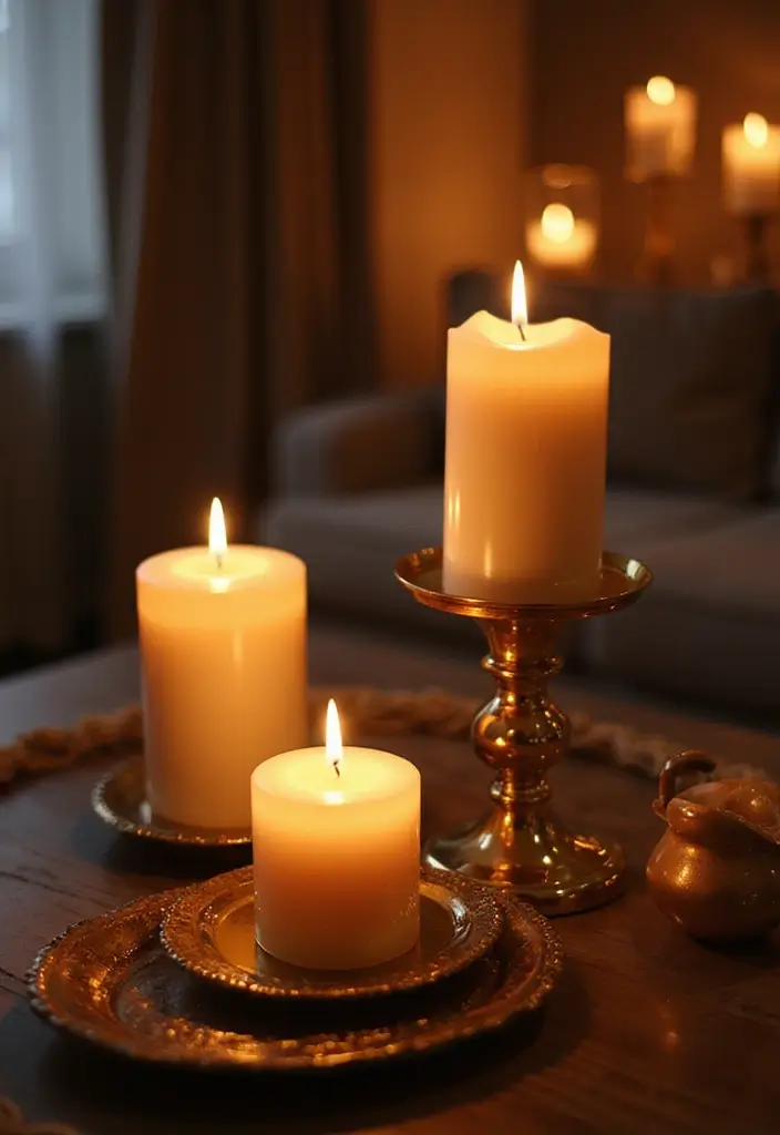 28 Boujee Apartment Living Room Ideas That Exude Glam Luxury - 25. Upscale Candles