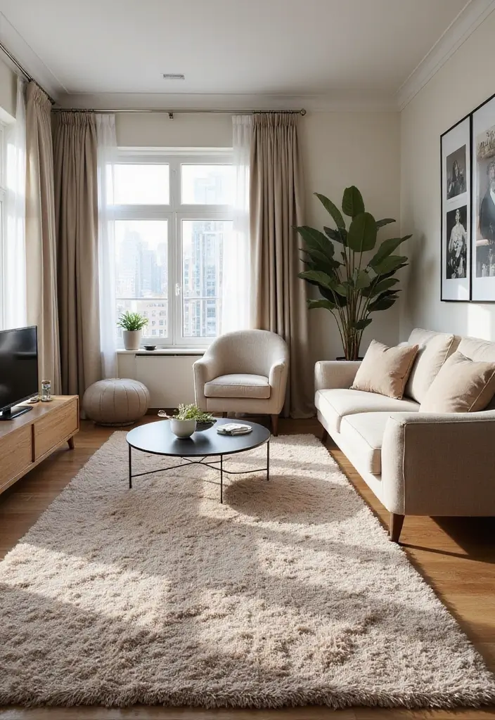 28 Boujee Apartment Living Room Ideas That Exude Glam Luxury - 3. Luxe Area Rugs