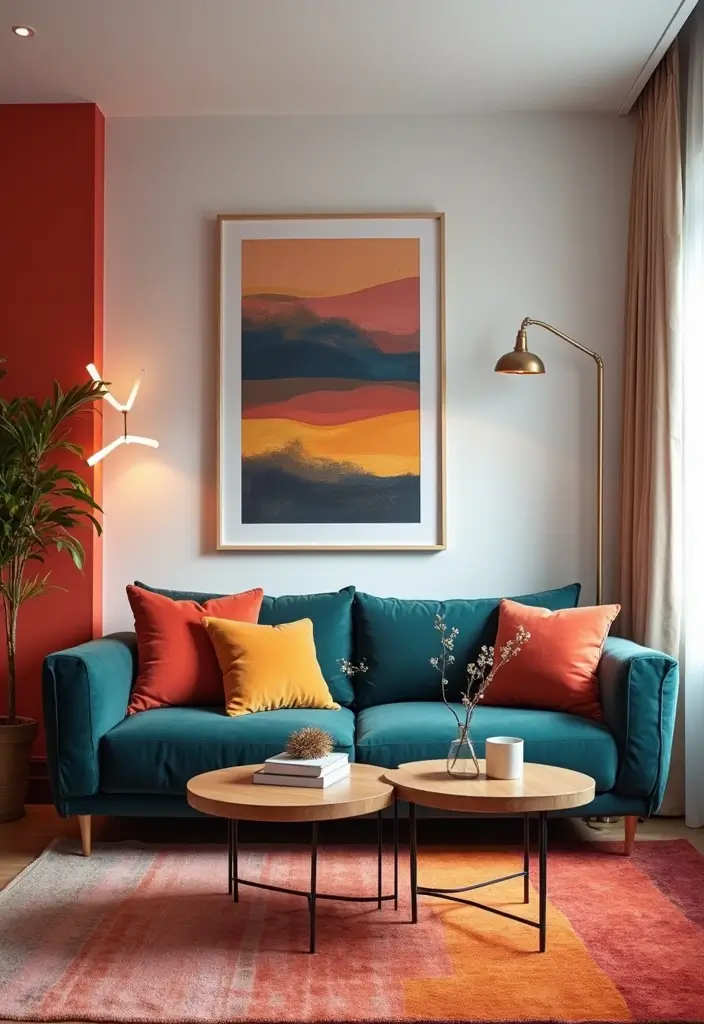 28 Boujee Apartment Living Room Ideas That Exude Glam Luxury - 6. Bold Accent Colors