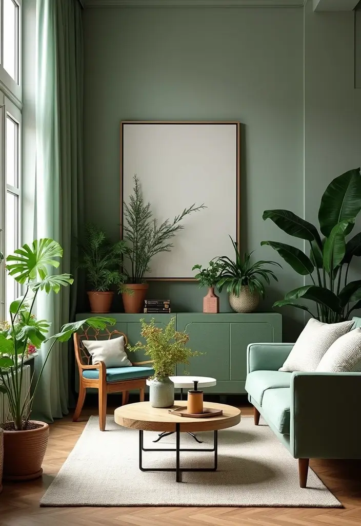 28 Boujee Apartment Living Room Ideas That Exude Glam Luxury - 9. Nature-Inspired Decor