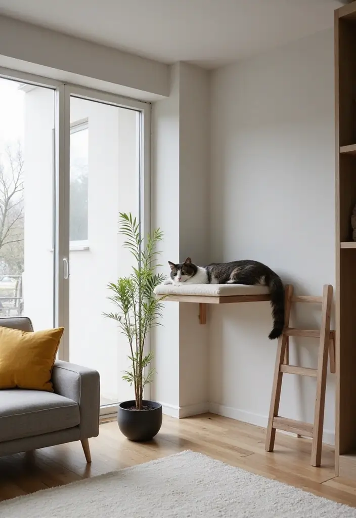28 Cat Living Room Ideas That Are Pet Friendly and Stylish - 1. Elevated Cat Perches