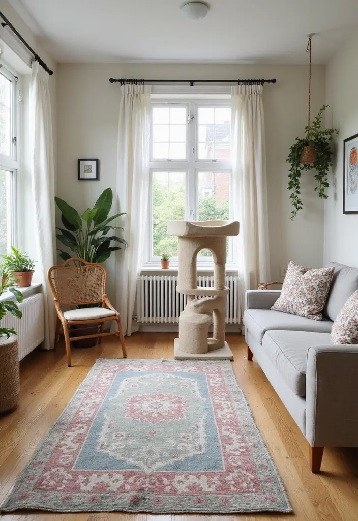 28 Cat Living Room Ideas That Are Pet Friendly and Stylish - 16. Integrated Cat Play Areas