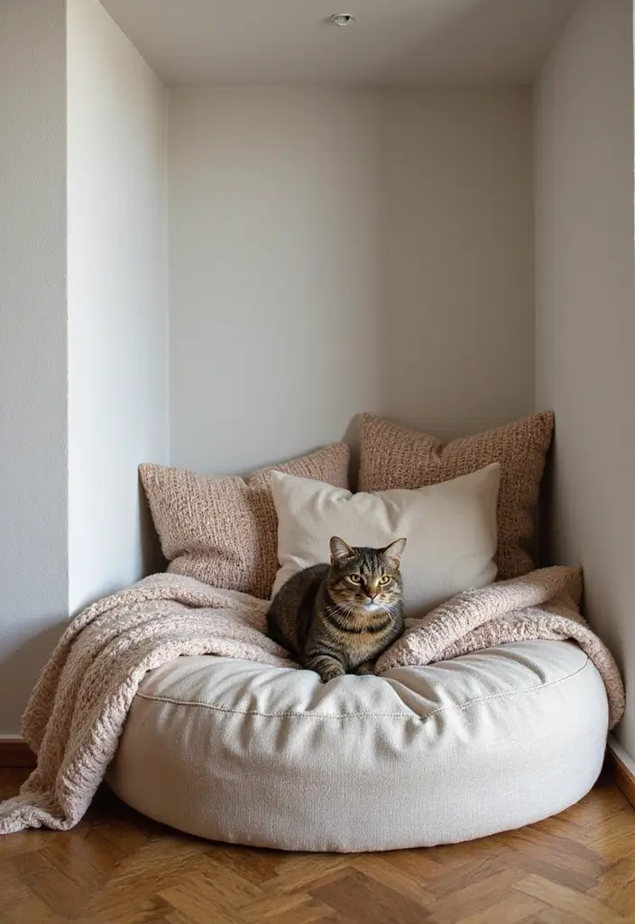 28 Cat Living Room Ideas That Are Pet Friendly and Stylish - 3. Cozy Corner Nooks