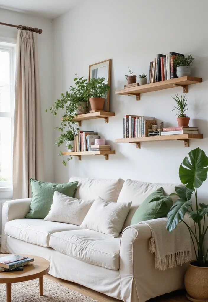 28 Chic and Cozy Bohemian Living Room Ideas for Apartment Girls - 16. Wall-mounted Decor