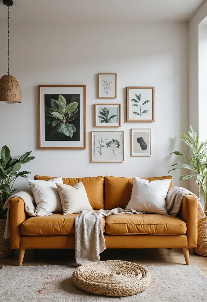 28 Chic and Cozy Bohemian Living Room Ideas for Apartment Girls - 17. Personal Touches with DIY Projects