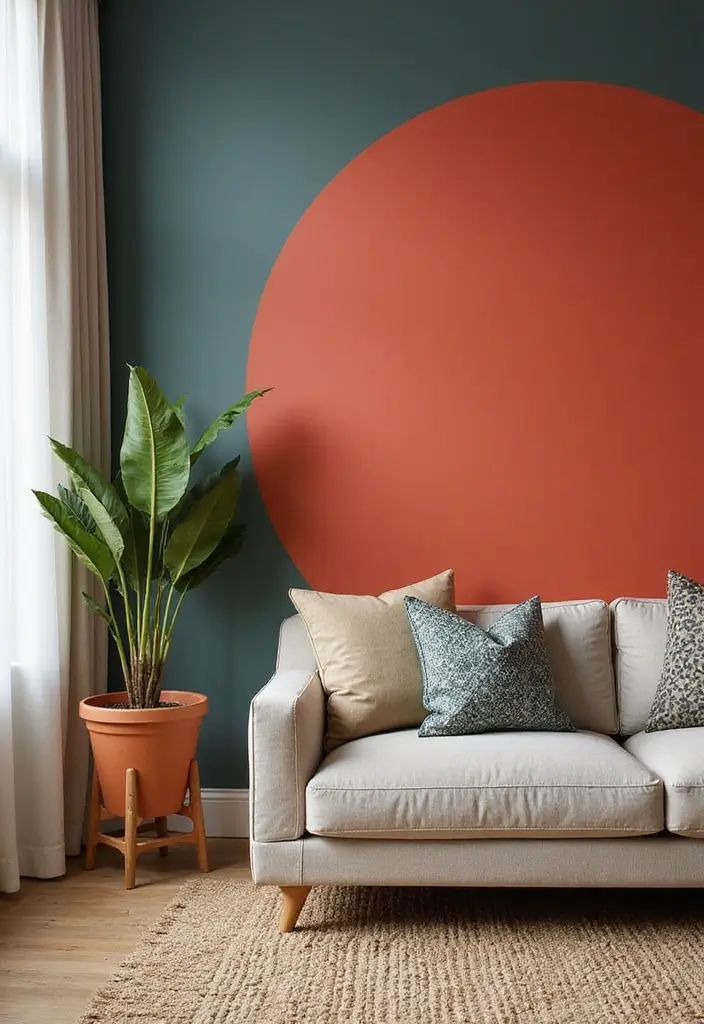 28 Chic and Cozy Bohemian Living Room Ideas for Apartment Girls - 19. Accent Walls with Paint or Wallpaper