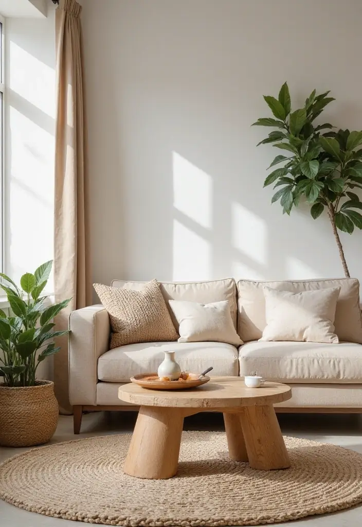 28 Chic and Cozy Bohemian Living Room Ideas for Apartment Girls - 2. Earthy Tones and Natural Materials